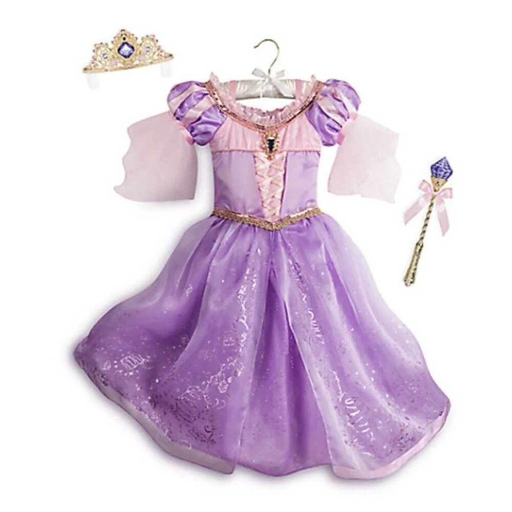 Disney Store Princess Rapunzel Deluxe Light Up Costume Tiara Wand Size 5/6 FLAW - Picture 4 of 15